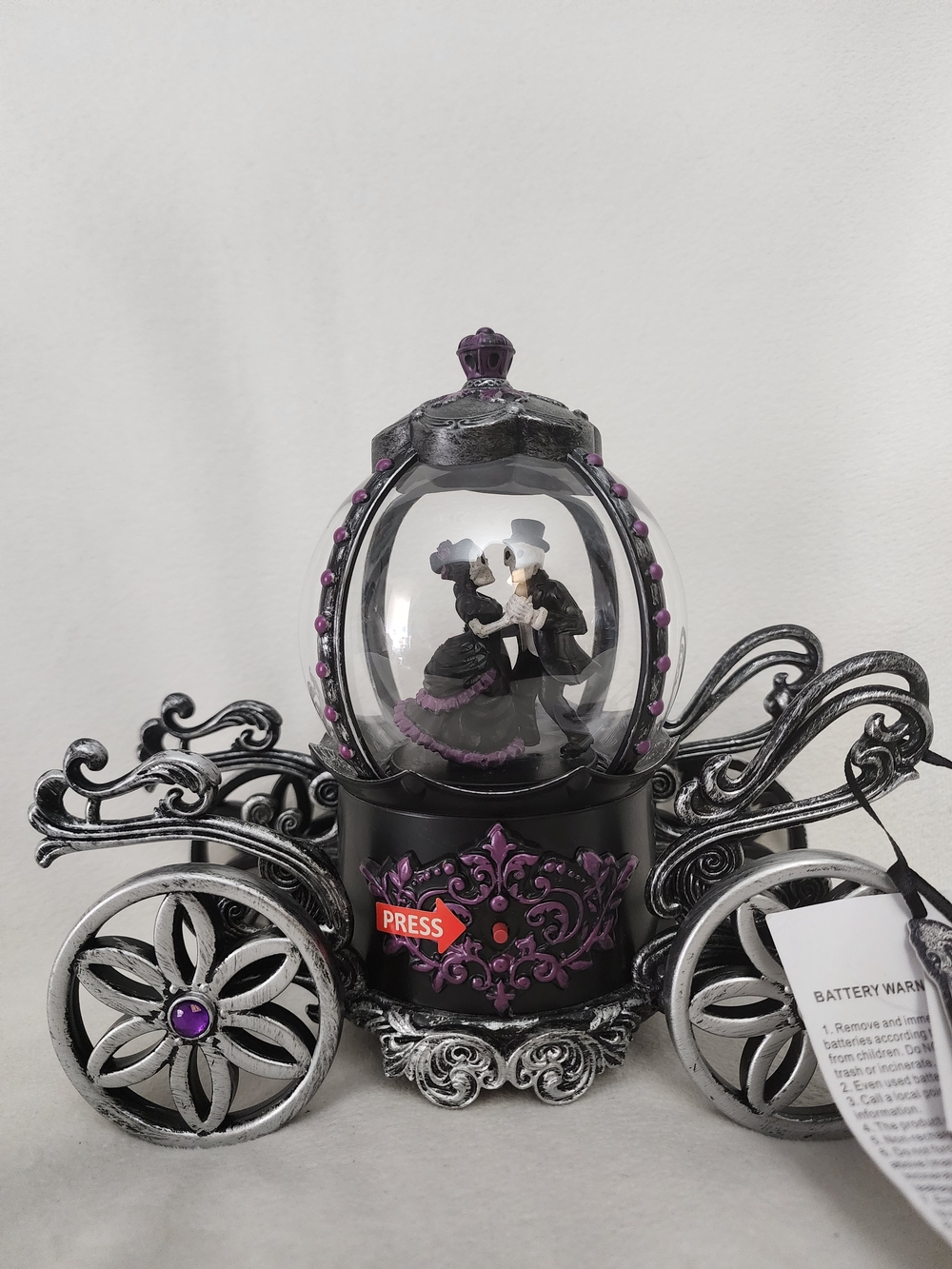 Gothic Purple & Silver Cinderella Carriage Music Box - W/VIDEO